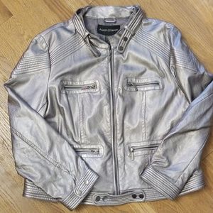 Metallic Faux Leather Jacket